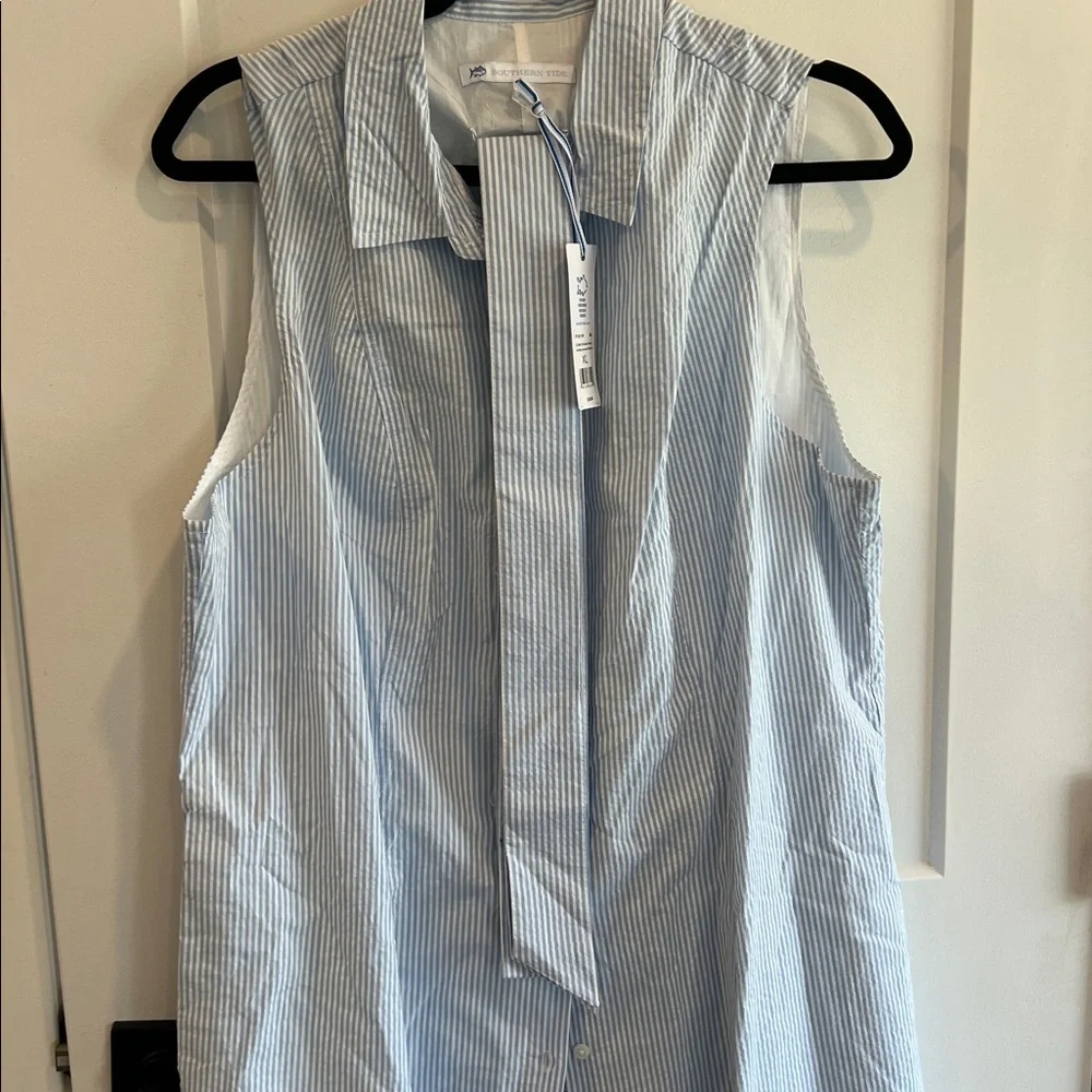 Southern Tide Light Blue Sleeveless Midi Shirt Dress - Picture 7 of 8